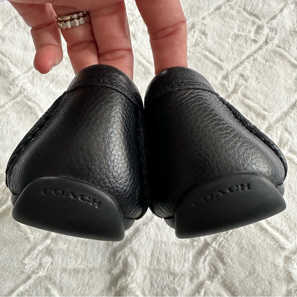 COACH Black Pebble Leather Loafers Size 10 - Picture 5 of 10